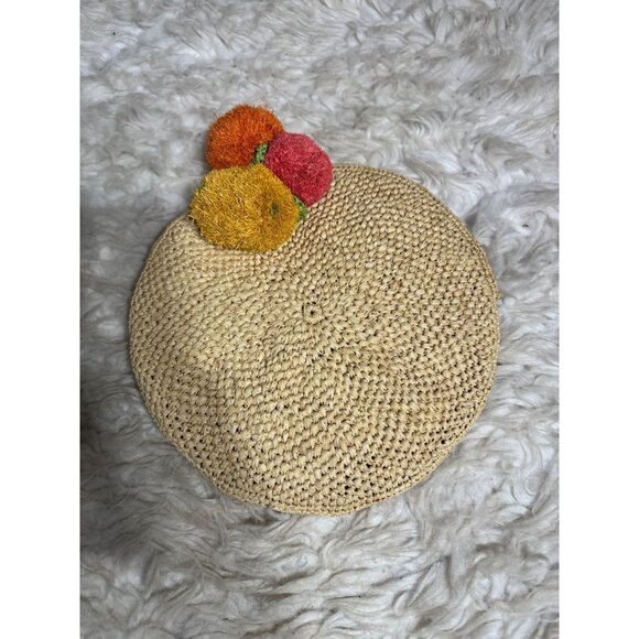 Mar Y Sol Mia Round Crochet Raffia Clutch Pouch - Picture 1 of 9